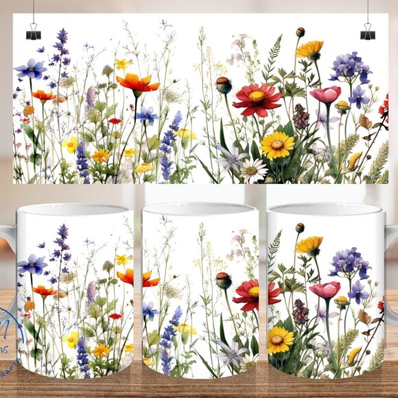 Floral Ceramic Coffee Mug, Flower Patten Tea Cup, Vintage Floral Coffee Mug - Picture 1 of 5